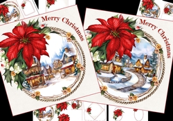 7x7 Christmas scene with poinsettia choice of two scenes mini kit