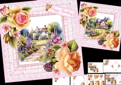 8x8 Country cottage choice of two scenes mini kit