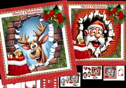 7x7 Christmas is bursting out all over Rudolf and Santa choice of two mini kit