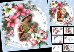 8x8 Beautiful nativity with Amaryllis choice of two mini kit