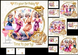 7x7 Golden oldies ladies time to party choice of five mini kit