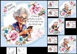 7x7 Golden oldies and their cell phones 2 choice of four mini kit