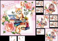 7x7 cats with books 2 choice of four mini kit