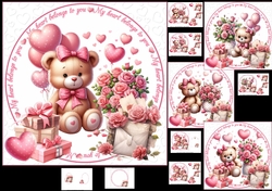 7x7 pink teddy Valentine choice of four mini kit