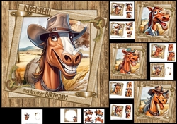 7x7 Birthday wishes from the horse male choice of four mini kit