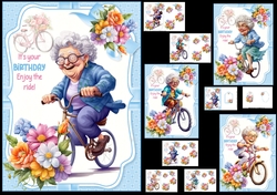 5x7 Golden oldies enjoy the ride ladies, choice of four mini kit