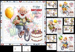 7x7 Golden oldies enjoy the bicycle ride men 2, choice of four mini kit
