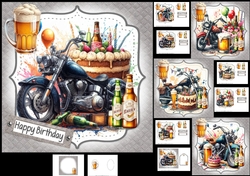 7x7 Biker birthday wishes choice of four mini kit