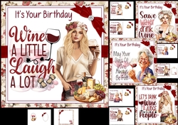 7x7 Birthday wine wishes choice of four mini kit