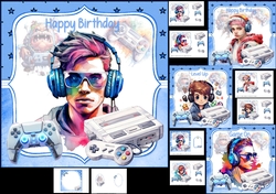7x7 Gamer boy birthday choice of four mini kit