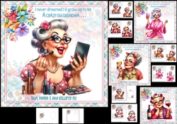 7x7 Crazy old grandma choice of four mini kit