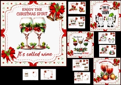 6x6 Christmas wine choice of four mini kit