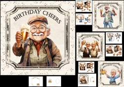 7x7 Birthday Cheers male choice of four mini kit