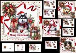 6x6 Christmas dogs choice of four mini kit