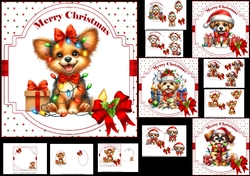 6x6 Merry Christmas dogs choice of four mini kit