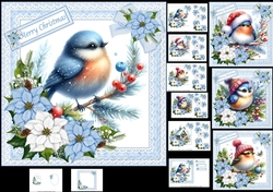7x7 Sweet Christmas birds choice of four mini kit