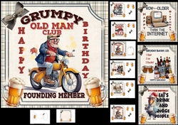 7x7 Older man birthday quotes choice of four mini kit 2