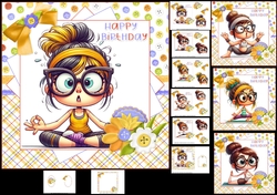 cup1347452_1209 - 7x7 Birthday wishes Yoga style choice of four mini kit