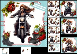 7x7 A girl and her motorbike choice of four mini kit