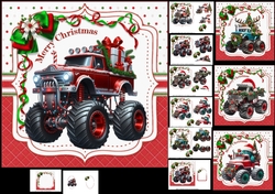 7x7 Monster truck Christmas wishes choice of four mini kit