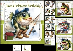7x7 Fishtastic birthday wishes choice of four mini kt