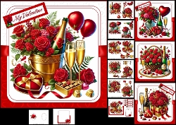 7x7 Champagne and roses for my love choice of four mini kit