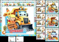 7x7 Constuction birthday boy choice of four mini kit
