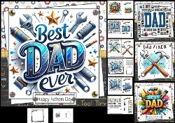 7x7 Best dad fixer ever choice of four mini kit