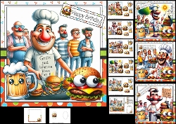 7x7 He loves to Bar-B-Que birthday/fathers day choice of four mini kit