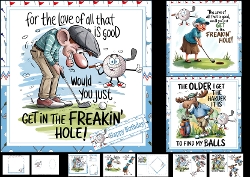 7x7 Funny golfers male & female choice of three mini kit