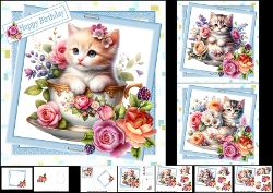 7x7 Kitten in a teacup choice of three mini kit