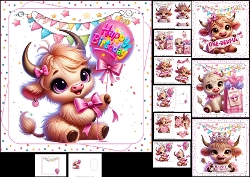 Image of cup596148_1209 - 7x7 One-derful birthday wishes girl choice of four mini kit