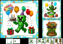 cup1377761_1209 - 7x7 Minecraft birthday wishes choice of three mini kit