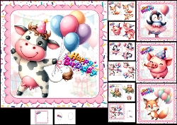 7x7 Cute birthday wishes choice of four mini kit