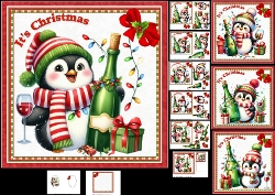 Image of cup280985_1209 - 7x7 Penguin Christmas cheer choice of four mini kit