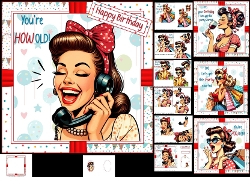 7x7 Retro birthday wishes choice of four mini kit