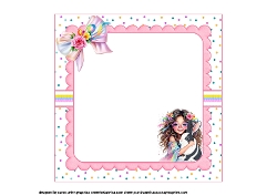 7x7 Rainbow girl birthday with her pet rabbit insert