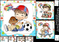 7x7 Sporty boy birthday fun 1 choice of three mini kit