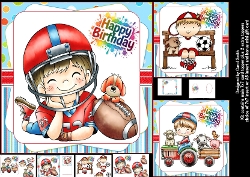 7x7 Sporty boy birthday fun 2 choice of three mini kit