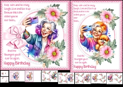 Quirky grandma birthday wishes 7x7 & A5 choice of four mini kit