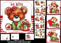 6x6 Cute Teddy Valentine choice of four mini kit