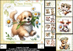 7x7 Daisy animals birthday/mothers day choice of four mini kit