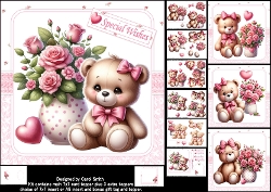 7x7 Teddy bear hugs and love for mother choice of four mini kit