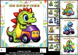 7x7 Dino birthday wishes choice of four mini kit