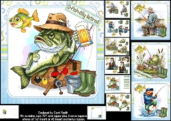 7x7 Watercolor fishing choice of four mini kit