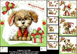7x7 Spring doggy birthday wishes choice of four mini kit