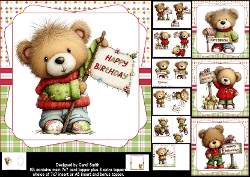 7x7 Spring Teddy birthday wishes choice of four mini kit