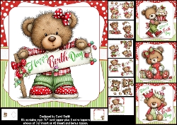 7x7 Whimsical birthday bear choice of four mini kit