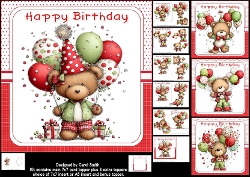 7x7 Whimsical birthday balloons bear choice of four mini kit