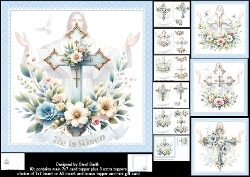 7x7 Easter cross he is risen choice of four mini kit